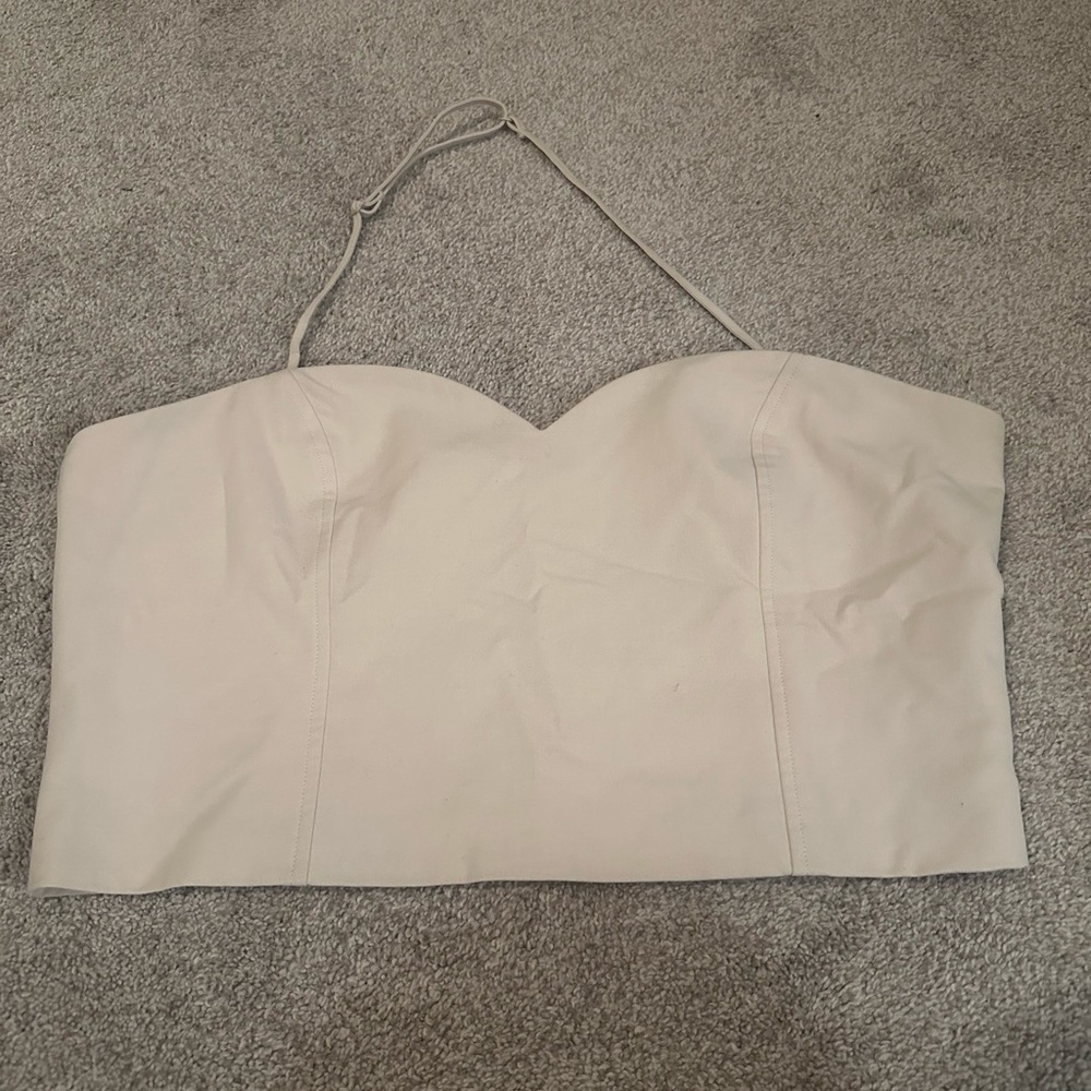 OAK + FORT Beige Strapless Crop Top